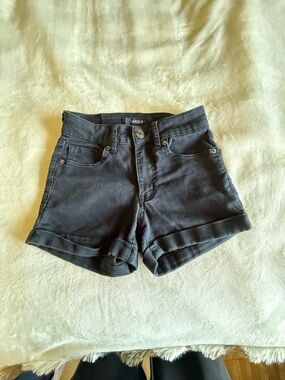 AERO Black High-Rise Rolled Hem Jean Shorts